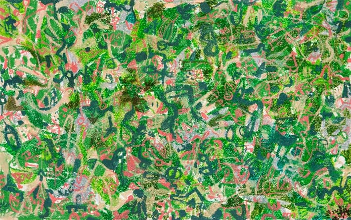 Draw without drawing 93, 2018, oil bar, oil pastel and acrylic color on canvas
