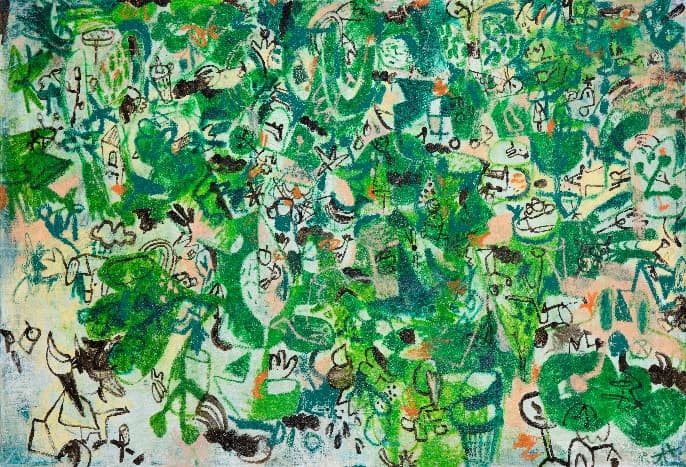 Draw without drawing 96, 2018, oil bar, oil pastel and acrylic color on canvas