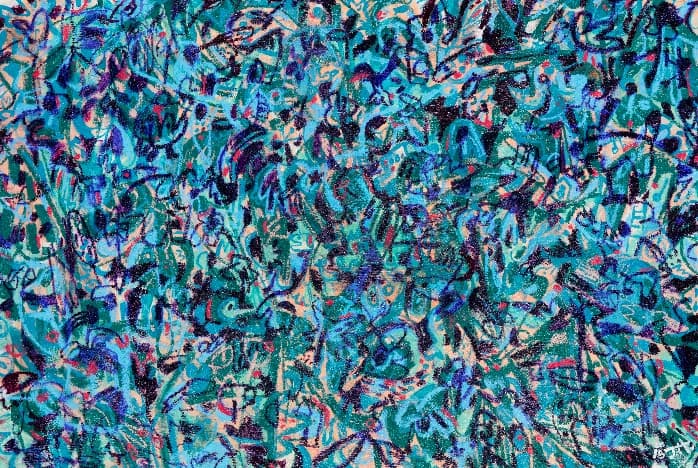 Draw without drawing 97, 2018, oil bar, oil pastel and acrylic color on canvas