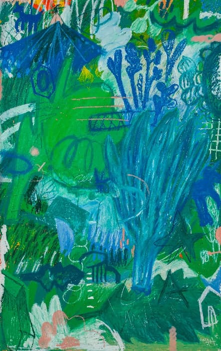 Draw without drawing 121, 2022, oil bar, oil pastel and acrylic color on canvas